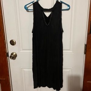 Black Acid Washed Cutout Dress
